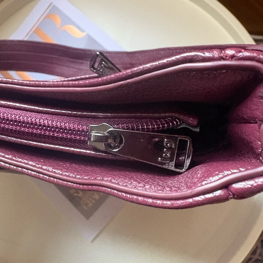 Lug Purple Shoulder Bag with Zipper & Braided Accents Matte Finish Women's Large - Picture 4 of 16